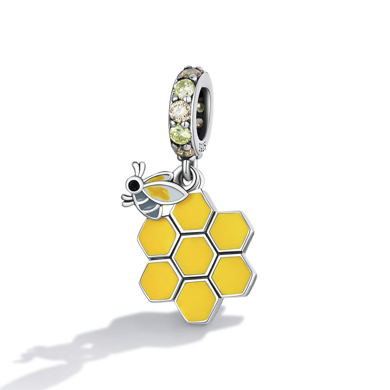 Sterling Silver Honeycomb & Bee Hypoallergenic Dangle Charm