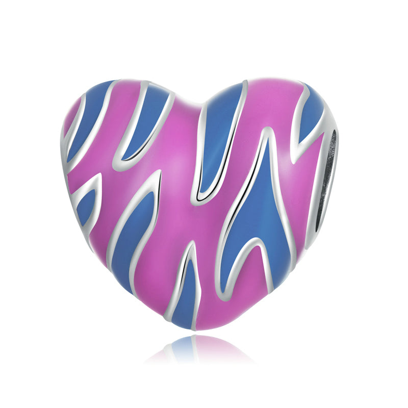 Sterling Silver Pink Heart Hypoallergenic Bead Charm