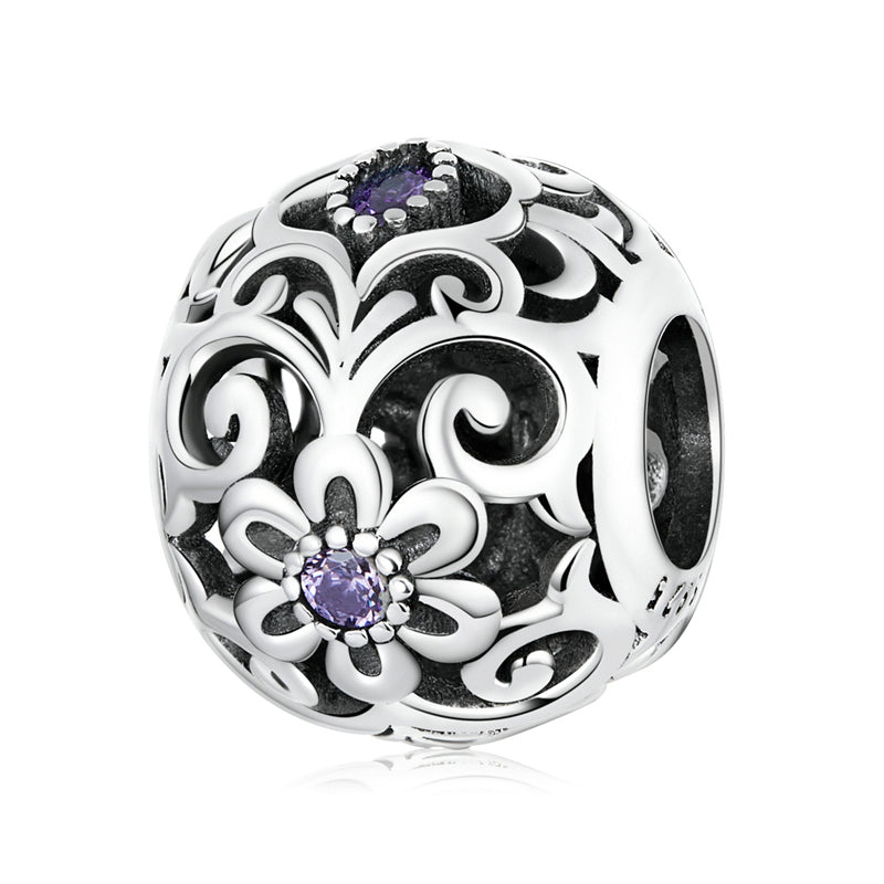 Sterling Silver Floral Hypoallergenic Bead Charm