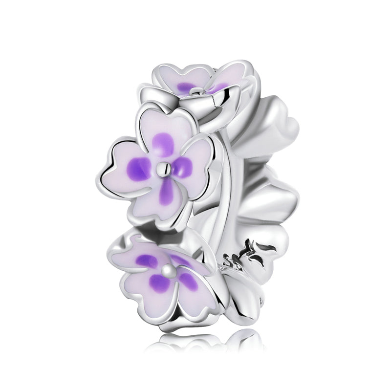 Sterling Silver Purple Flower Hypoallergenic Spacer Charm