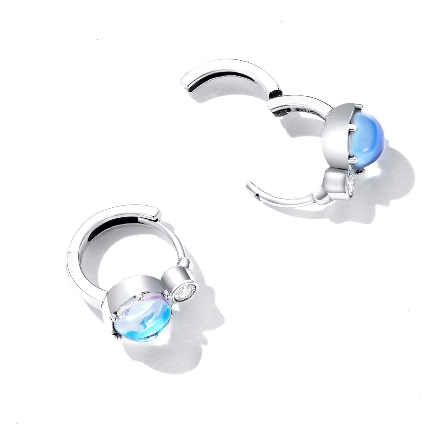 Sterling Silver Symphony Glass Huggie Hypoallergenic Earrings