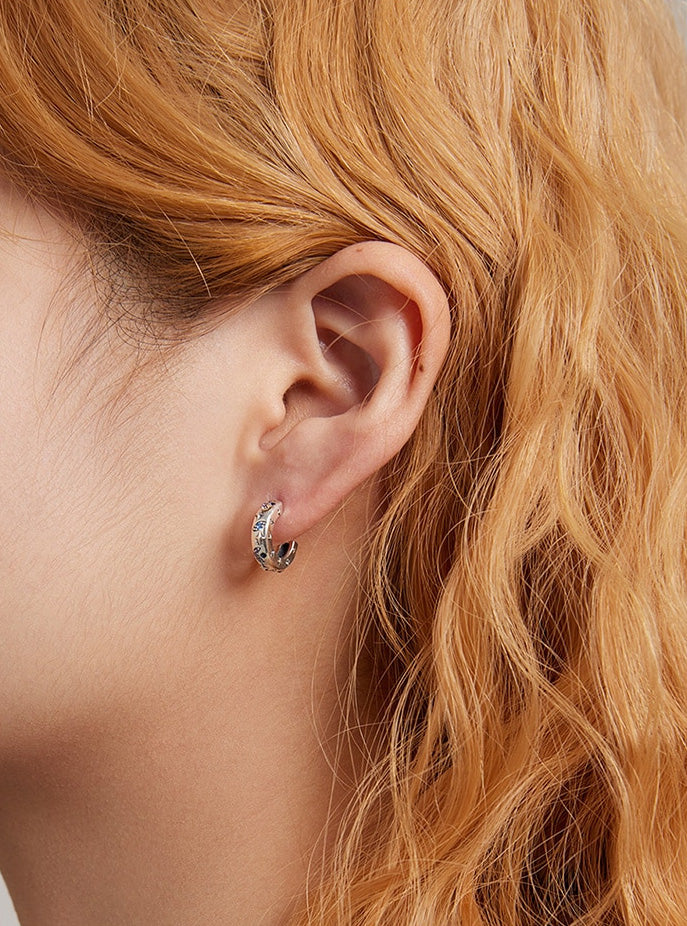 Sterling Silver Exquisite Star Moon & Evil Eye Stud Hypoallergenic Earrings