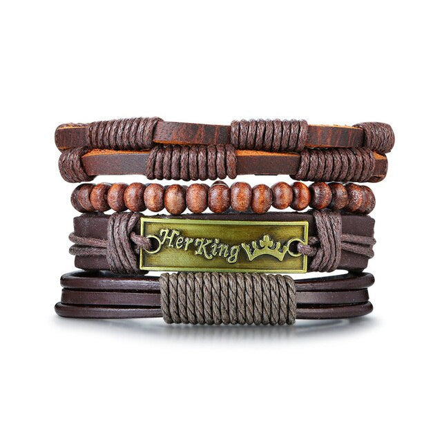 Leather Her King Multilayer Bracelet