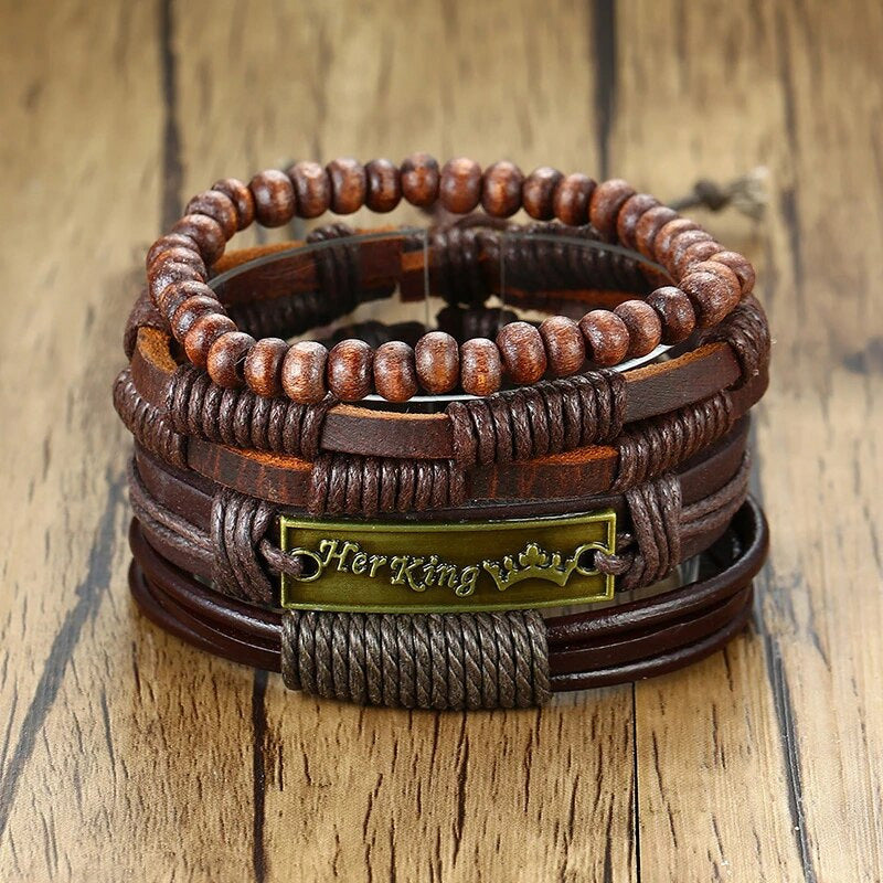 Leather Her King Multilayer Bracelet