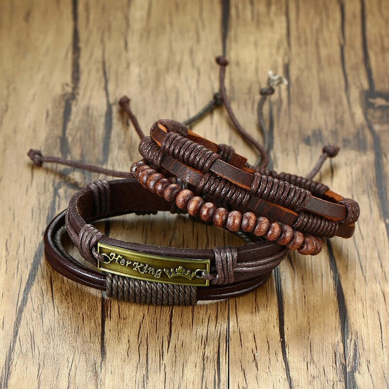 Leather Her King Multilayer Bracelet