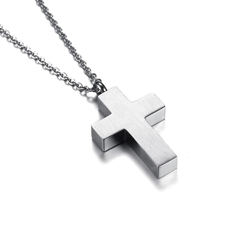 Stainless Steel Cross Urn Necklace (For Human Or Pet Ashes)