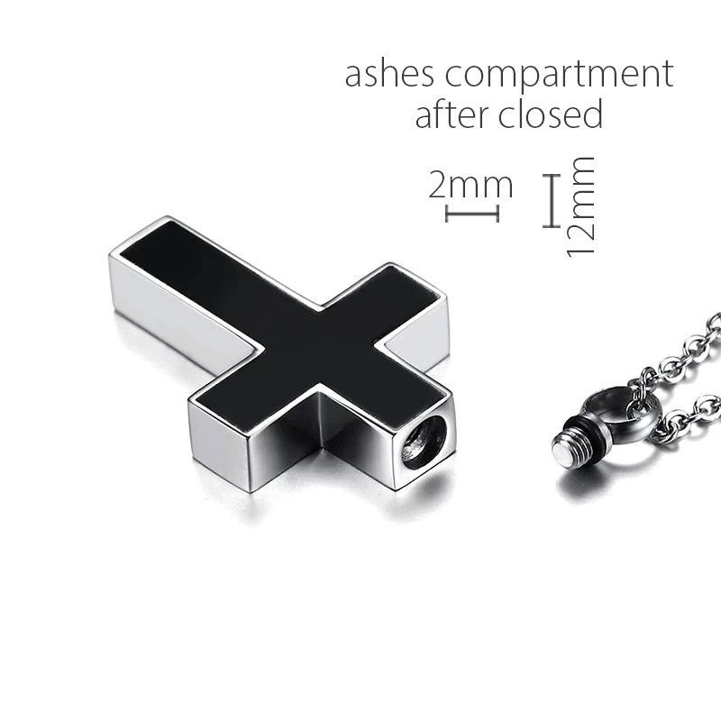 Stainless Steel Cross Urn Necklace (For Human Or Pet Ashes)