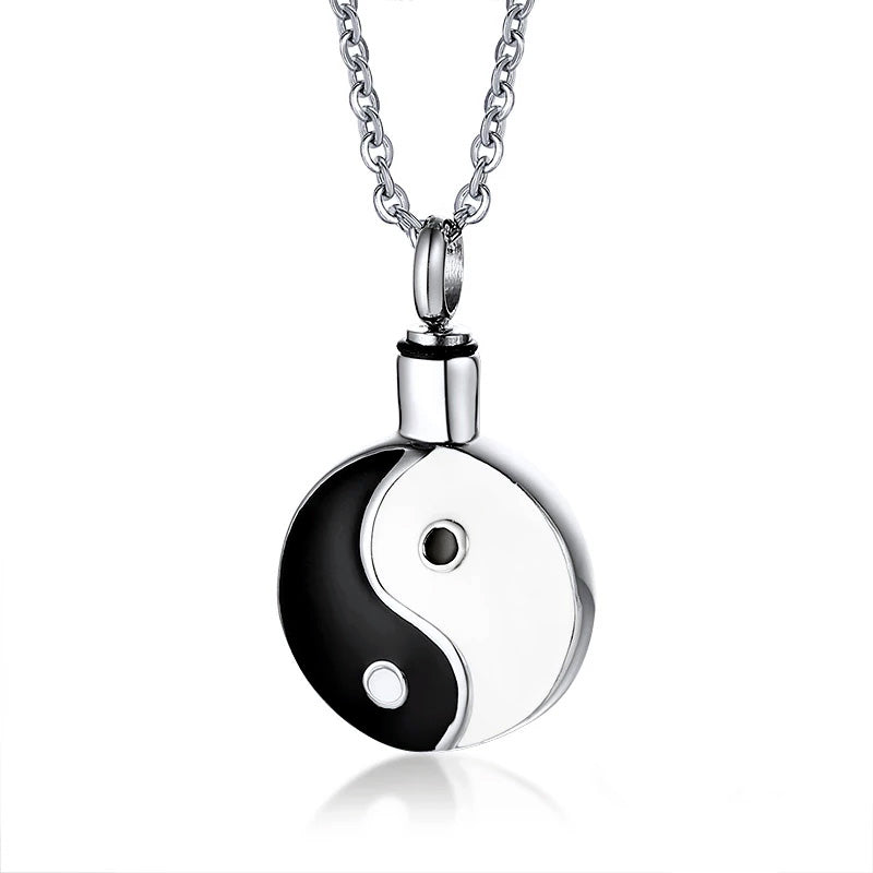 Stainless Steel Yin & Yang Urn Necklace (For Human Or Pet Ashes)