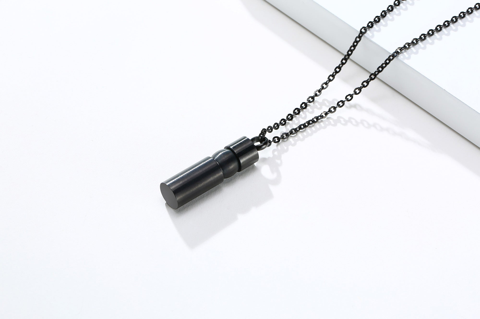 Stainless Steel Simple Cylindrical Urn Necklace (For Human Or Pet Ashes)