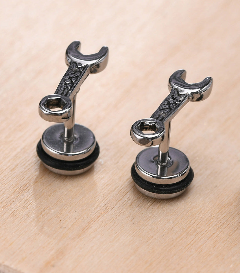 Stainless Steel Wrench Stud Earrings