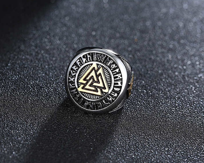 Stainless Steel Valknut Round Ring