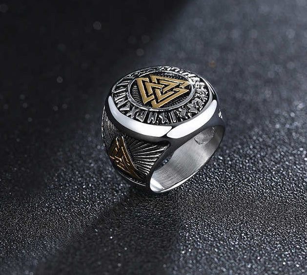 Stainless Steel Valknut Round Ring