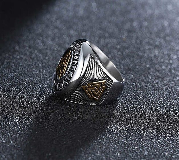 Stainless Steel Valknut Round Ring