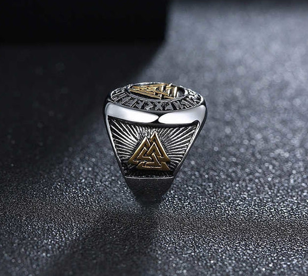 Stainless Steel Valknut Round Ring