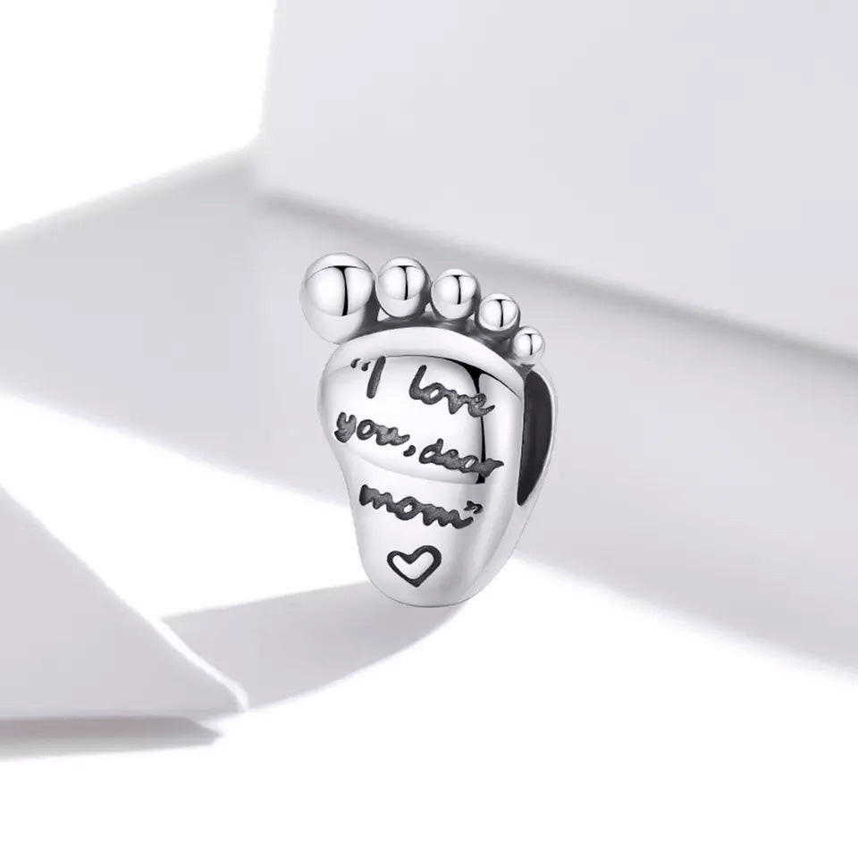 Sterling Silver 'I Love You Dear Mom' Hypoallergenic Bead Charm