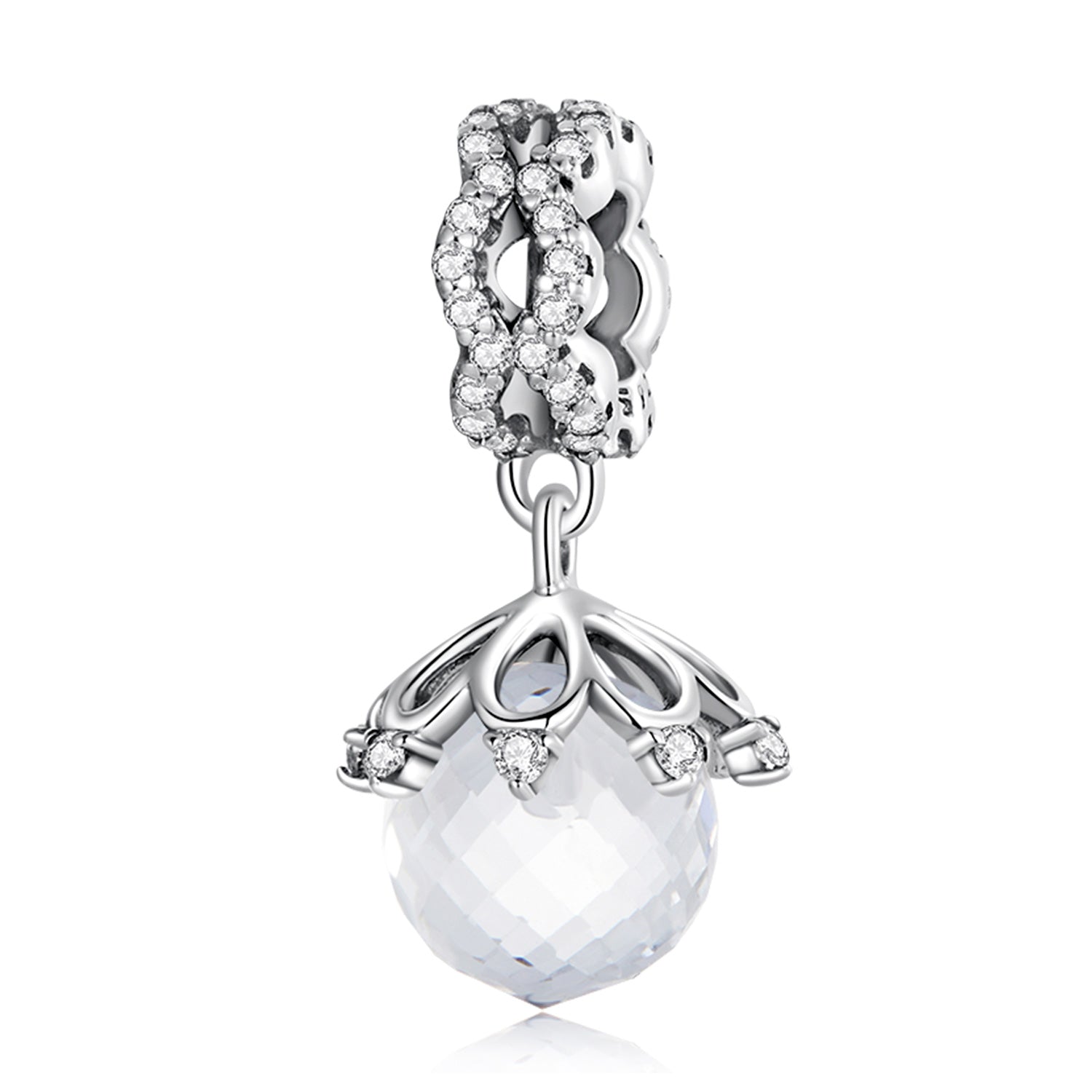 Sterling Silver Crystal Ball Dangle Charm