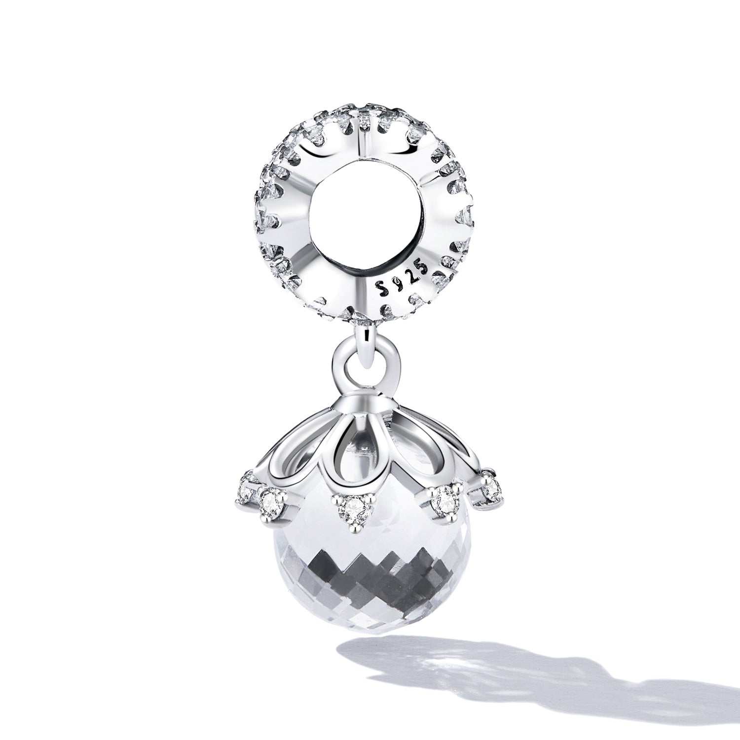 Sterling Silver Crystal Ball Dangle Charm