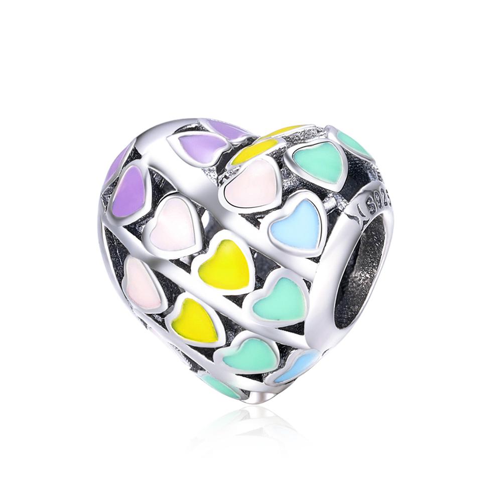 Sterling Silver Rainbow Heart Hypoallergenic Bead Charm