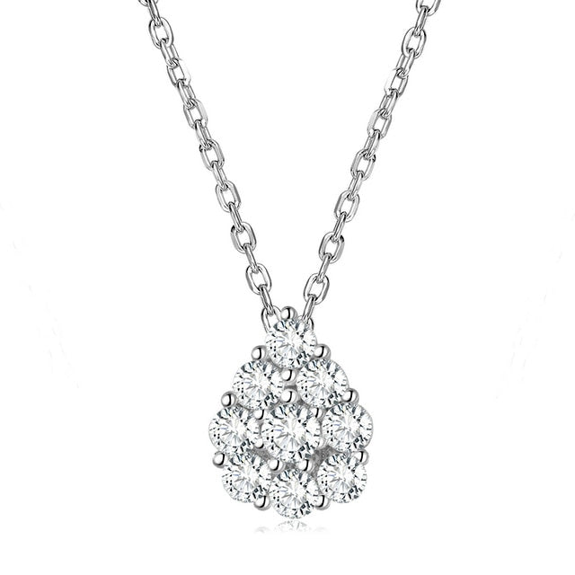 Sterling Silver Post Faux CZ Pear Cut Hypoallergenic Necklace