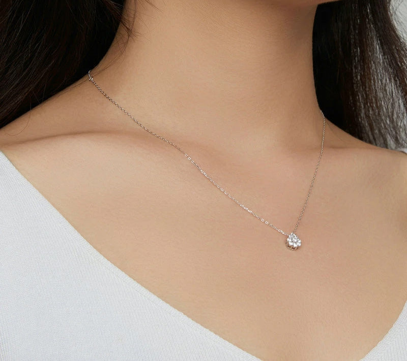 Sterling Silver Post Faux CZ Pear Cut Hypoallergenic Necklace