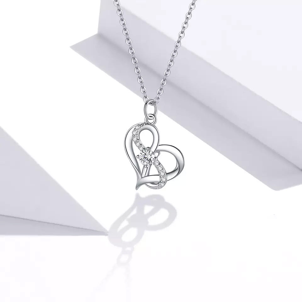 Sterling Silver Dazzling Infinity Love Hypoallergenic Necklace