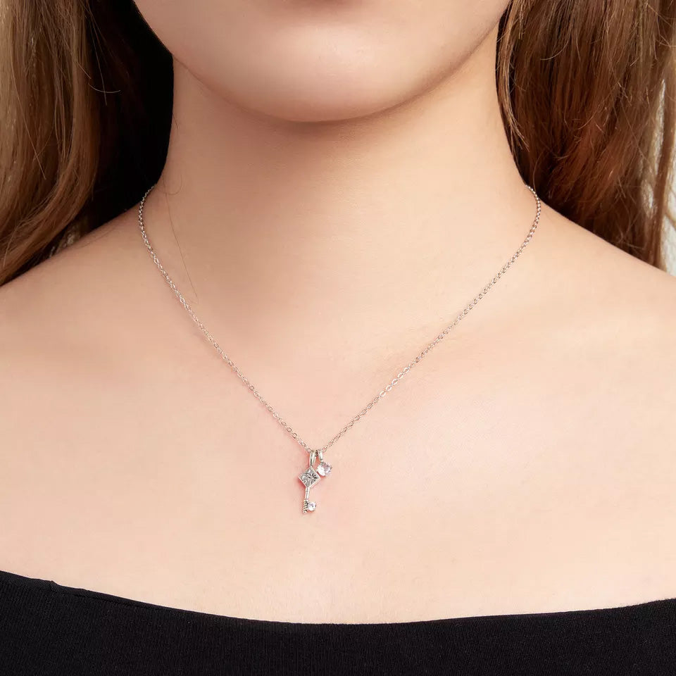 Sterling Silver Lock & Key Hypoallergenic Necklace