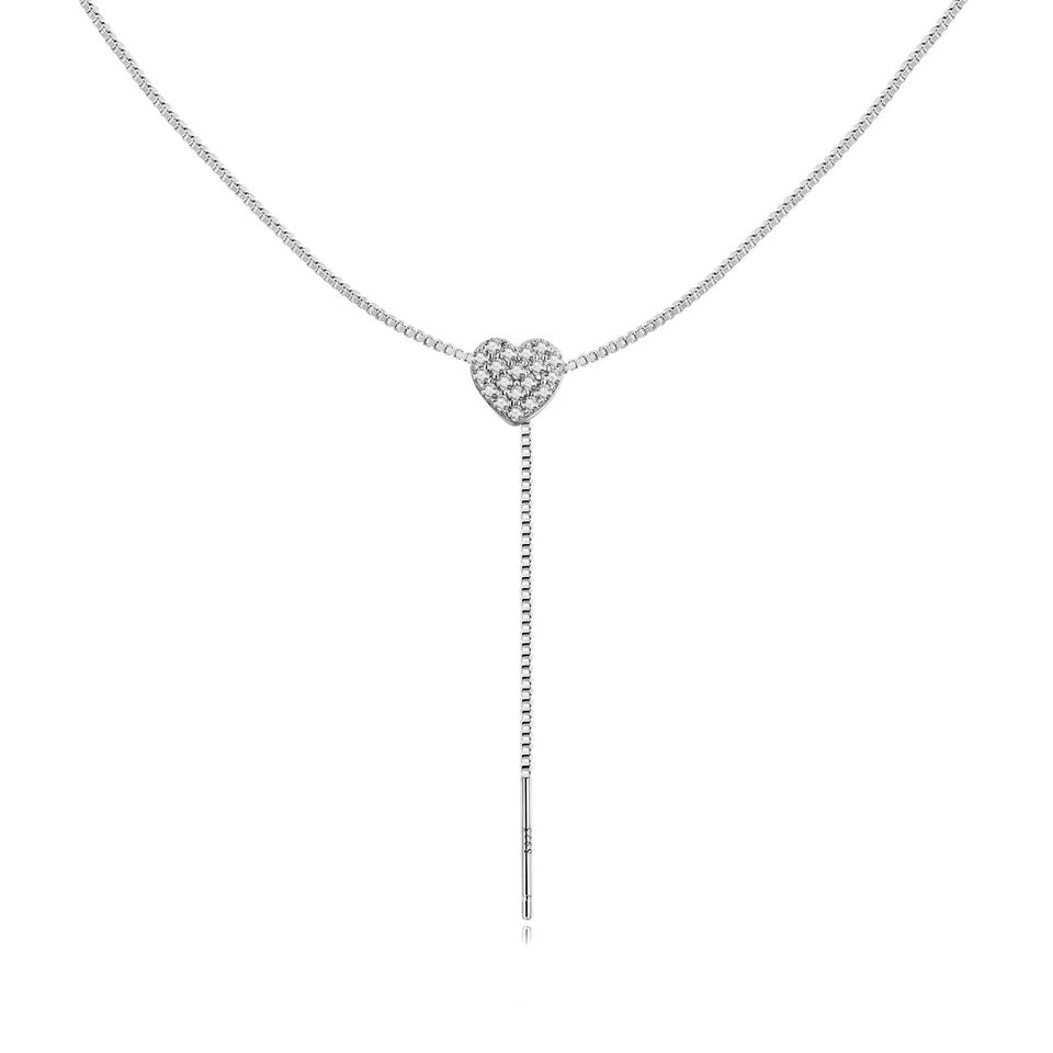 Sterling Silver Brilliant Heart Hypoallergenic Y Necklace