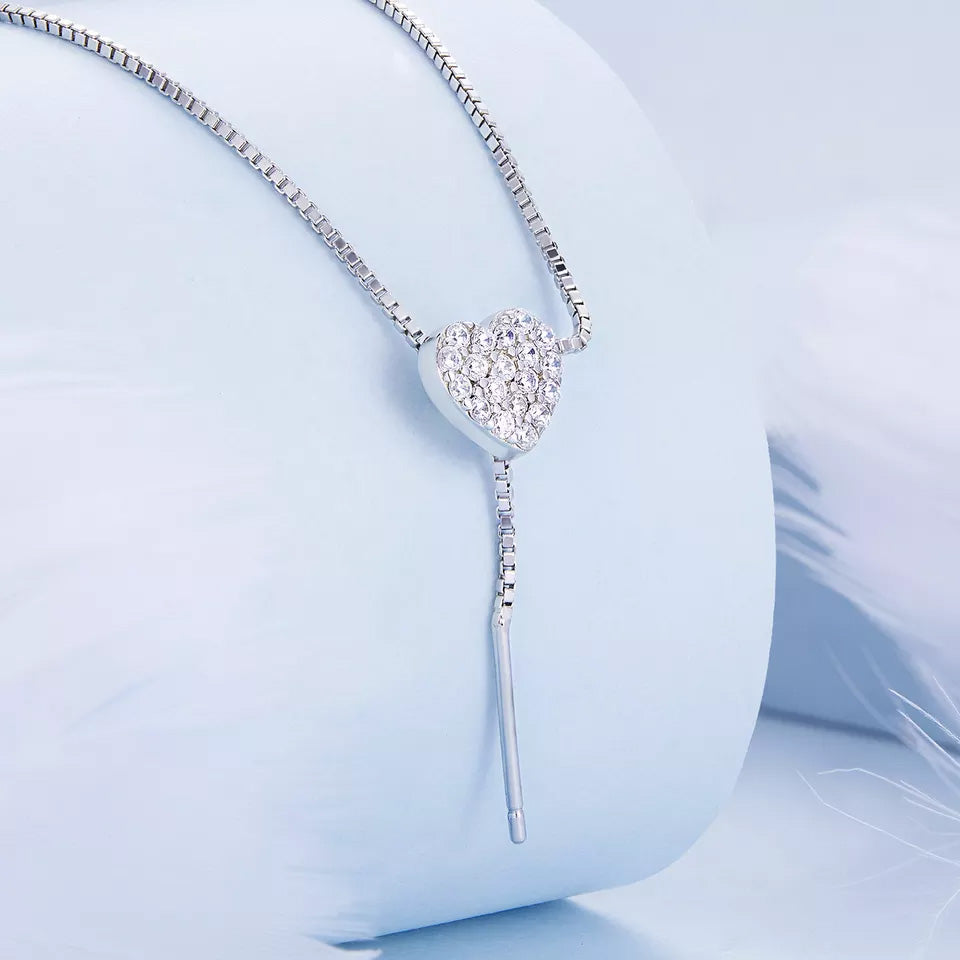 Sterling Silver Brilliant Heart Hypoallergenic Y Necklace