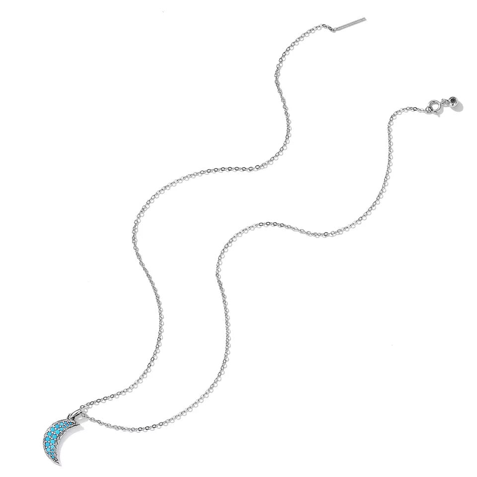 Sterling Silver Turquoise Moon Hypoallergenic Necklace