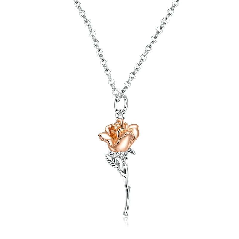 Sterling Silver Graceful Rose Hypoallergenic Necklace