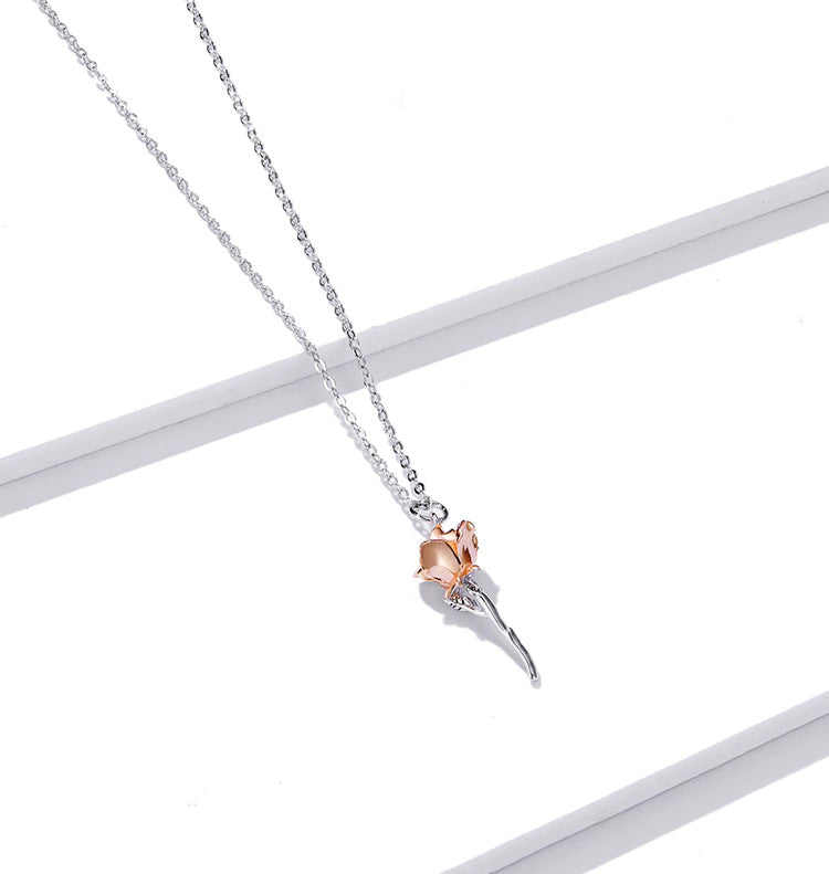 Sterling Silver Graceful Rose Hypoallergenic Necklace