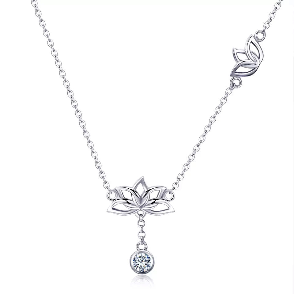 Sterling Silver Elegant Lotus Hypoallergenic Necklace