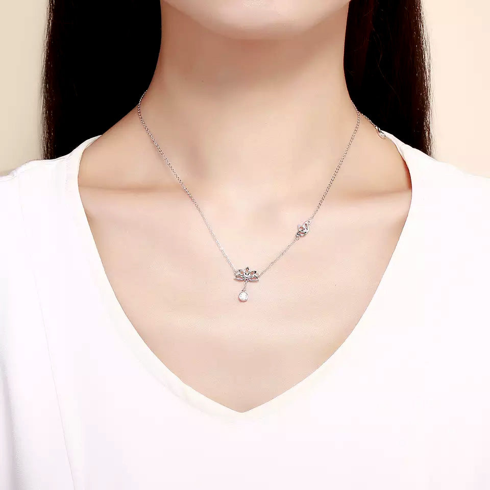 Sterling Silver Elegant Lotus Hypoallergenic Necklace