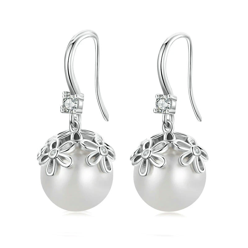 Sterling Silver Pearl Bead Hook Hypoallergenic Earrings