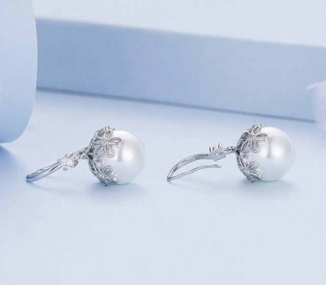 Sterling Silver Pearl Bead Hook Hypoallergenic Earrings