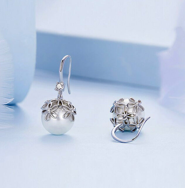 Sterling Silver Pearl Bead Hook Hypoallergenic Earrings