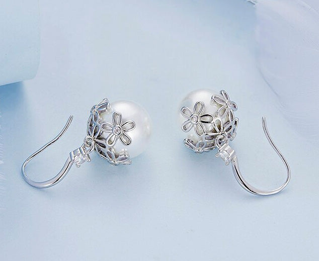 Sterling Silver Pearl Bead Hook Hypoallergenic Earrings