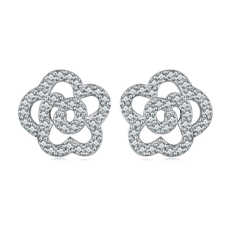 Sterling Silver Hallow Rose Stud Hypoallergenic Earrings