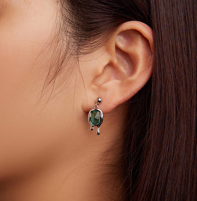 Sterling Silver Hot Aqua Drop Stud Hypoallergenic Earrings