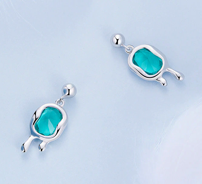 Sterling Silver Hot Aqua Drop Stud Hypoallergenic Earrings