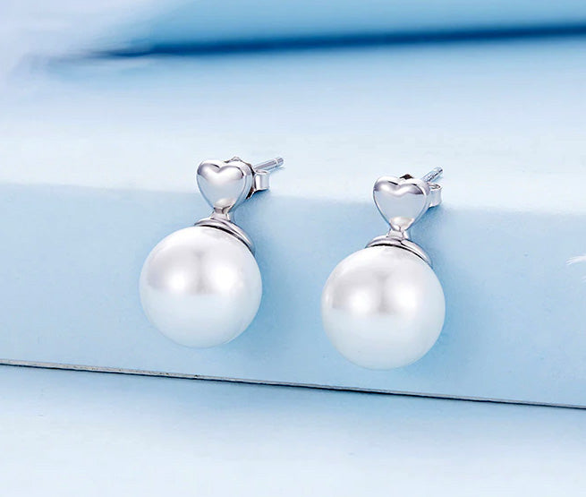 Sterling Silver Lovely Pearl Stud Hypoallergenic Earrings