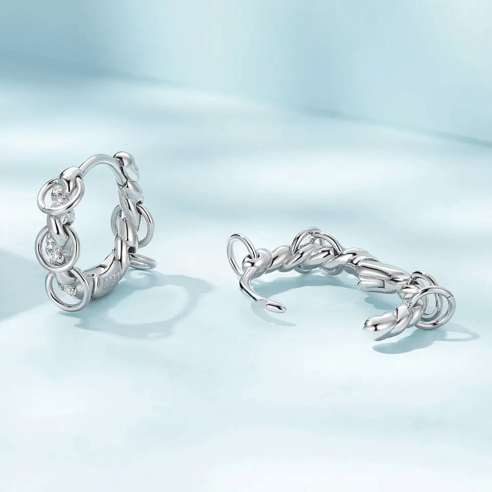 Sterling Silver Rings Huggie Hypoallergenic Earrings