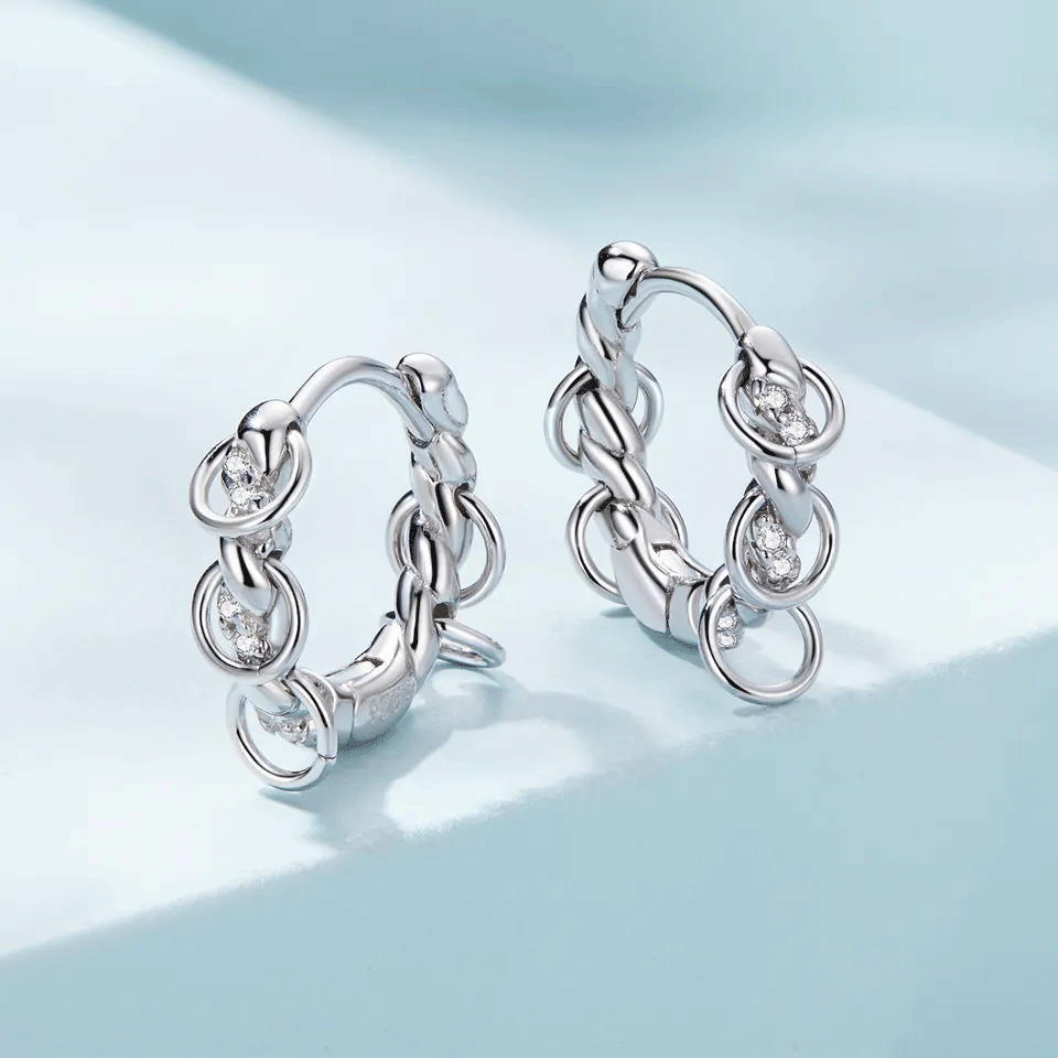 Sterling Silver Rings Huggie Hypoallergenic Earrings