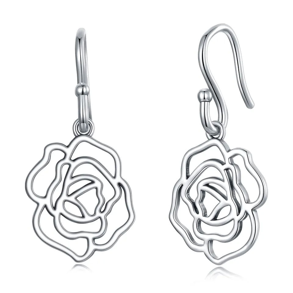 Sterling Silver Beautiful Rose Hook Hypoallergenic Earrings