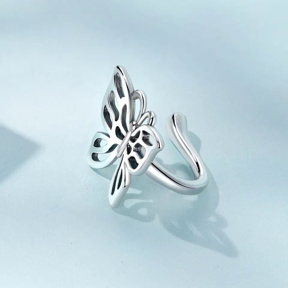 Sterling Silver Metallic Butterfly Hypoallergenic Ear Cuff