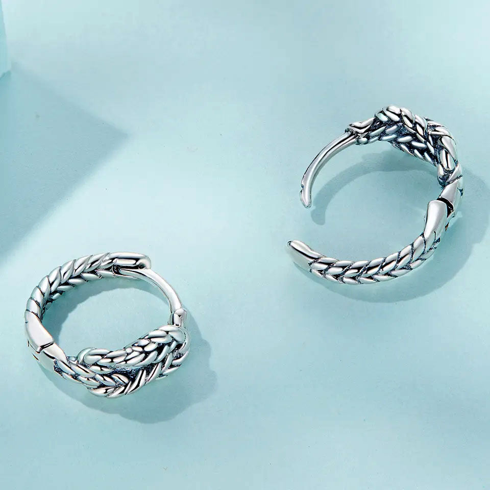 Sterling Silver Rope Knot Huggie Hypoallergenic Earrings