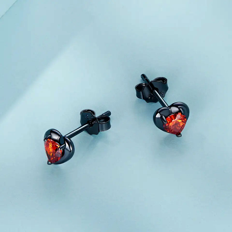 Sterling Silver Dark Love Stud Hypoallergenic Earrings