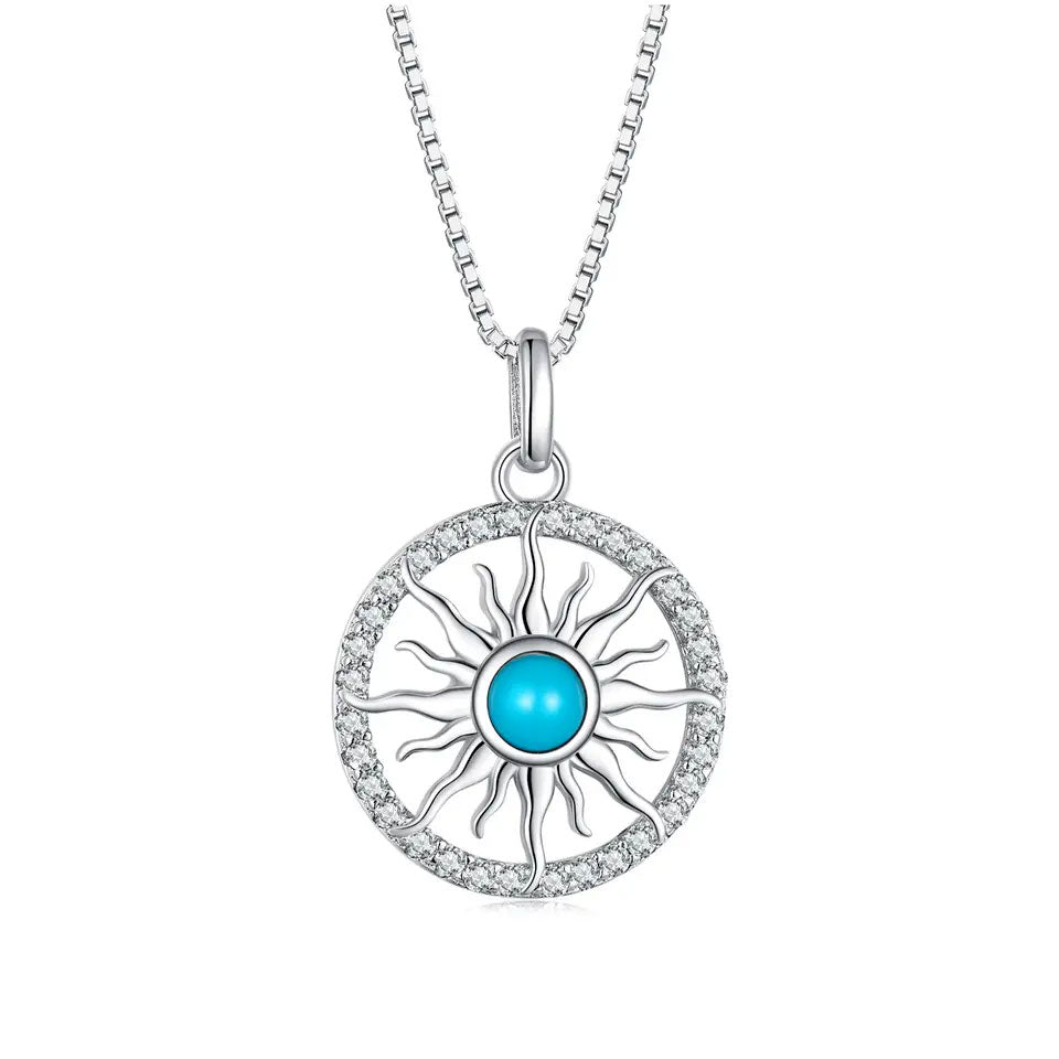 Sterling Silver Turquoise Summer Sun Hypoallergenic Necklace