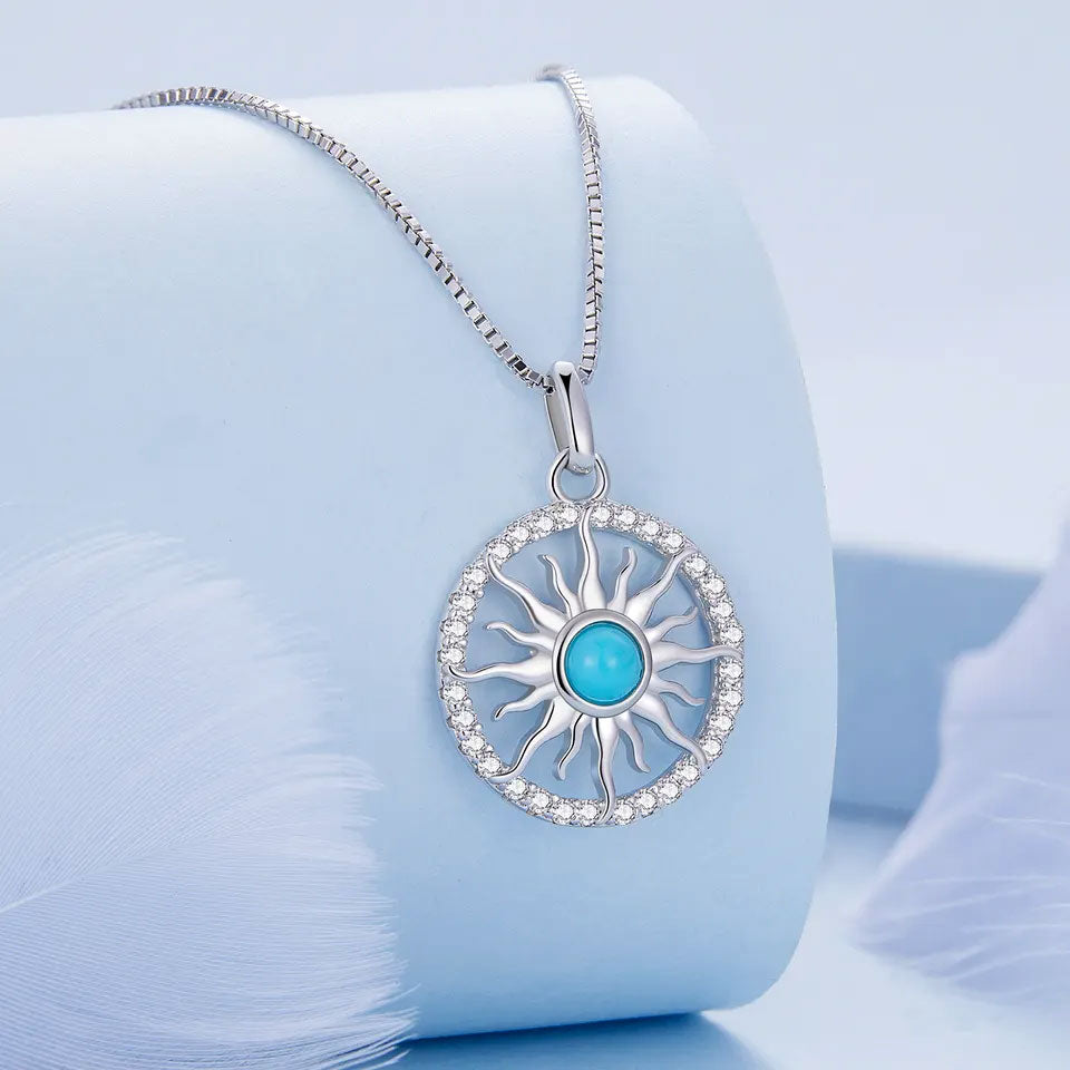 Sterling Silver Turquoise Summer Sun Hypoallergenic Necklace