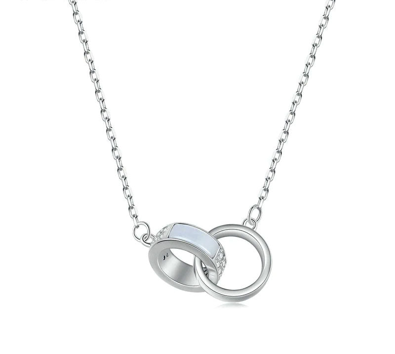 Sterling Silver Interlocked Double Circle Hypoallergenic Necklace